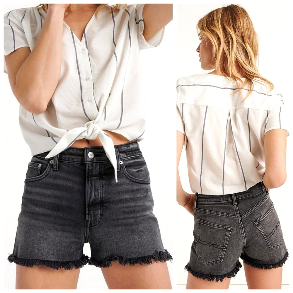 Lucky Brand Pins High Rise Denim Frayed Shorts